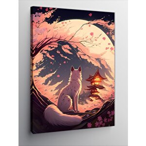 Kanvas Tablo Japon Evi Ve Tilki 100x140 cm
