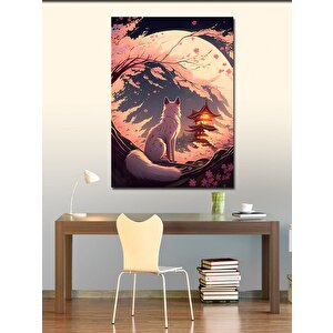 Kanvas Tablo Japon Evi Ve Tilki 100x140 cm