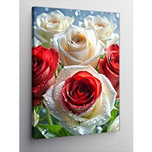 Kanvas Tablo Kırmızı Beyaz Güller 70x100 cm