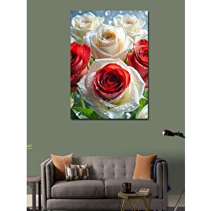Kanvas Tablo Kırmızı Beyaz Güller 70x100 cm