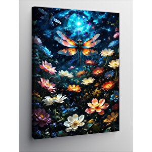 Kanvas Tablo Yusufçuk Ve Renkli Çiçekler 100x140 cm