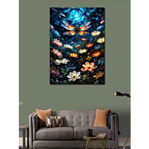 Kanvas Tablo Yusufçuk Ve Renkli Çiçekler 100x140 cm