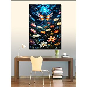 Kanvas Tablo Yusufçuk Ve Renkli Çiçekler 70x100 cm