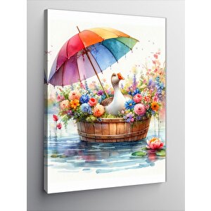 Kanvas Tablo Renkli Şemsiye Ve Kaz 70x100 cm