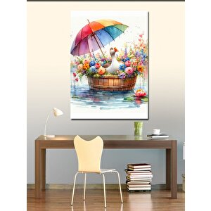 Kanvas Tablo Renkli Şemsiye Ve Kaz 100x140 cm