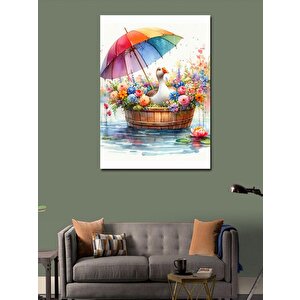 Kanvas Tablo Renkli Şemsiye Ve Kaz 100x140 cm