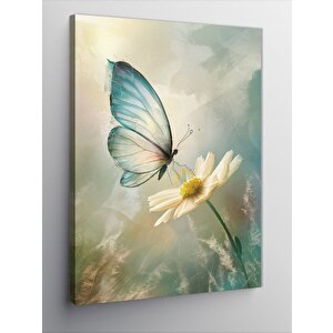 Kanvas Tablo Papatya Ve Kelebek 70x100 cm