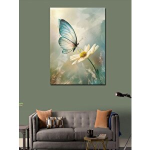 Kanvas Tablo Papatya Ve Kelebek 100x140 cm