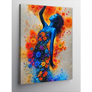 Kanvas Tablo Çiçekler Ve Kadın 100x140 cm