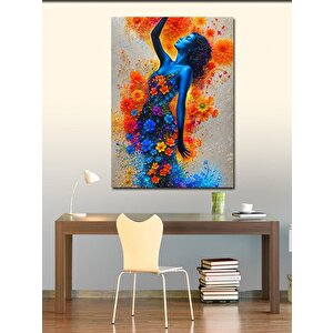 Kanvas Tablo Çiçekler Ve Kadın 100x140 cm