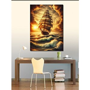 Kanvas Tablo Gün Batımındaki Gemi 100x140 cm