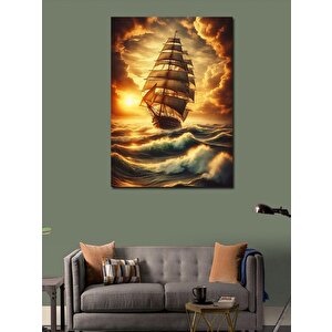 Kanvas Tablo Gün Batımındaki Gemi 100x140 cm