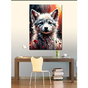 Kanvas Tablo Yavru Beyaz Köpek 100x140 cm