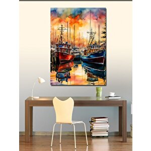 Kanvas Tablo İskeledeki Tekneler 100x140 cm