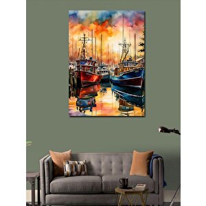 Kanvas Tablo İskeledeki Tekneler 100x140 cm