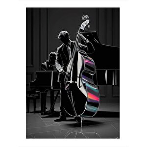 Caz Müzik Yapan İnsanlar Hediyelik Ahşap Tablo 35cm X50cm 35x50 cm