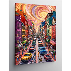 Kanvas Tablo Renkli Şehir 100x140 cm