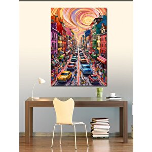 Kanvas Tablo Renkli Şehir 100x140 cm