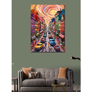 Kanvas Tablo Renkli Şehir 100x140 cm