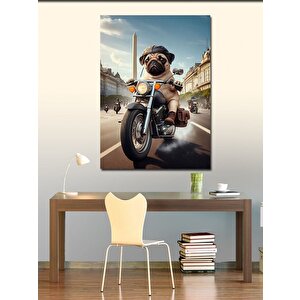 Kanvas Tablo Motorcu Köpek 70x100 cm