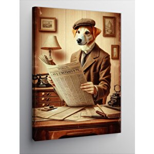 Kanvas Tablo Gazete Okuyan Köpek