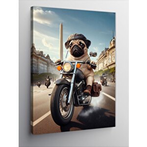 Kanvas Tablo Motorcu Köpek