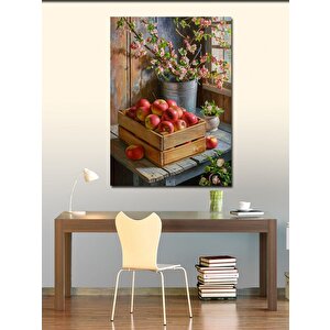 Kanvas Tablo Elma Sepeti Ve Çiçekler 100x140 cm