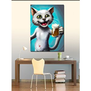 Kanvas Tablo Bira İçen Kedi