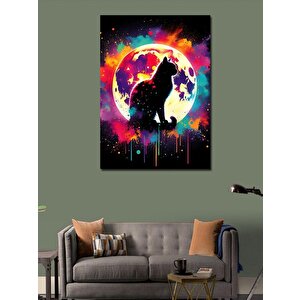 Kanvas Tablo Dolunay Ve Siyah Kedi 100x140 cm