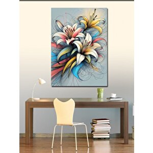 Kanvas Tablo Renkli Zambak Çiçekleri 100x140 cm