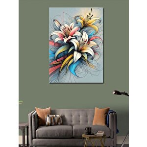 Kanvas Tablo Renkli Zambak Çiçekleri 100x140 cm
