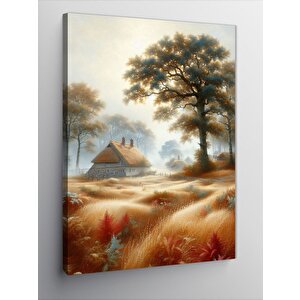 Kanvas Tablo Ormandaki Ev Ve Ağaçlar 70x100 cm