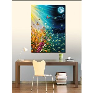 Kanvas Tablo Kelebekler Ve Çiçekler 100x140 cm