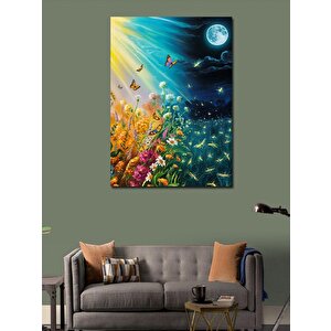 Kanvas Tablo Kelebekler Ve Çiçekler 100x140 cm