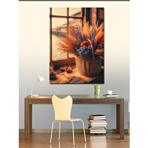 Kanvas Tablo Cam Kenarındaki Çiçekler 70x100 cm