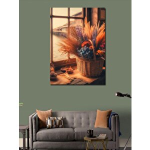 Kanvas Tablo Cam Kenarındaki Çiçekler 70x100 cm