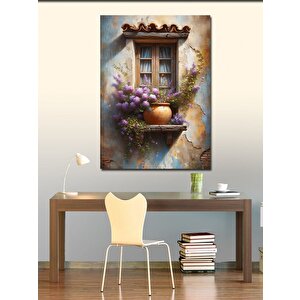 Kanvas Tablo Pencere Ve Çiçekler 70x100 cm
