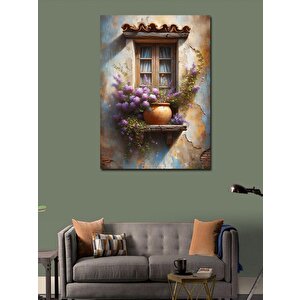 Kanvas Tablo Pencere Ve Çiçekler 70x100 cm