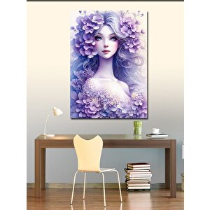 Kanvas Tablo Mor Çiçekler Ve Kadın 100x140 cm