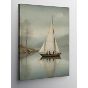 Kanvas Tablo Yelkenli Tekne Ve  Göl 70x100 cm