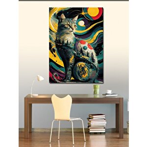 Kanvas Tablo Van Gogh Tarzı Kedi 70x100 cm