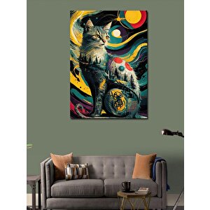 Kanvas Tablo Van Gogh Tarzı Kedi 70x100 cm