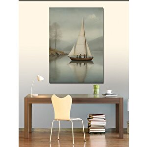 Kanvas Tablo Yelkenli Tekne Ve  Göl 100x140 cm