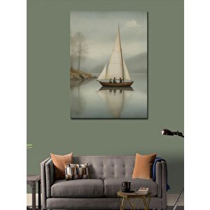 Kanvas Tablo Yelkenli Tekne Ve  Göl 100x140 cm