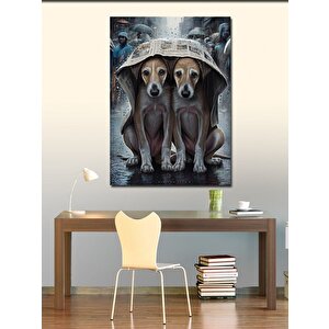 Kanvas Tablo Yağmurdan Korunan Köpekler 100x140 cm
