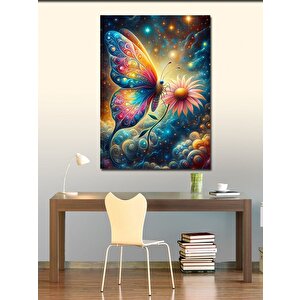 Kanvas Tablo Desenli Kelebek Ve Çiçek 70x100 cm
