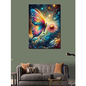 Kanvas Tablo Desenli Kelebek Ve Çiçek 70x100 cm