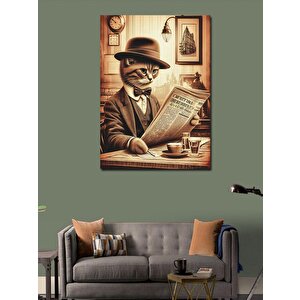 Kanvas Tablo Gazete Okuyan Kedi 70x100 cm