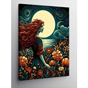 Kanvas Tablo Çiçekler Ve Kadın 70x100 cm