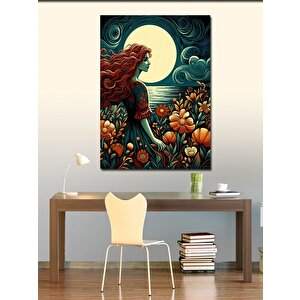 Kanvas Tablo Çiçekler Ve Kadın 70x100 cm